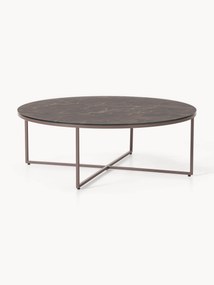 Mesa de centro redonda XL com tampo em vidro e aspeto de mármore Antigua