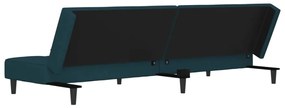 Sofá-cama 2 lugares com duas almofadas veludo azul