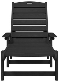 Cadeira de Sol Preta 53x162x98.5 cm HDPE
