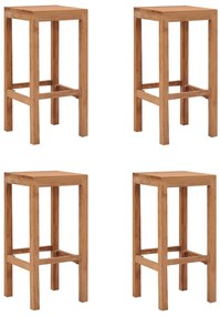 Bancos de bar 4 pcs madeira de teca maciça