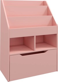 HOMCOM Estante infantil com gaveta, estante com compartimentos, 60 x 29,9 x 90 cm, Rosa | Aosom Portugal