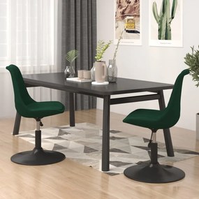 vidaXL Cadeiras de jantar giratorias 2 pcs veludo verde-escuro