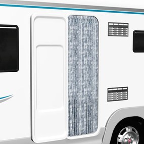 vidaXL Cortina anti-insetos 56x185 cm chenille branco e cinzento