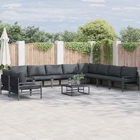 vidaXL Conjunto de Sofá de Jardim 10 pcs Antracite Aço