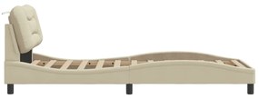 Estrutura de cama com LED sem colchão 90x200 cm tecido creme