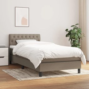vidaXL Cama com molas/colchão 90x190 cm tecido castanho-acinzentado