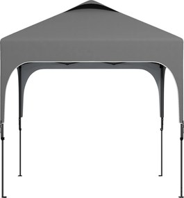 Tenda de jardim pop-up dobrável 2,5 x 2,5 m, altura ajustável, tecido Oxford com proteção UV50+, estrutura em aço, saco de transporte cinzento
