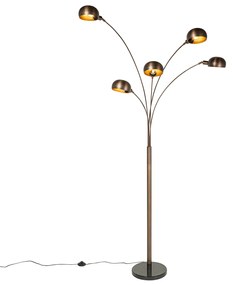 Candeeiro de pé design bronze escuro com dourado 5 luzes - Sixties Marmo
