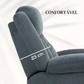 Poltrona Relax Reclinável Elétrica Levanta Pessoas com Porta USB Controlo Remoto Assento Largo Apoio para os Pés Cinzento