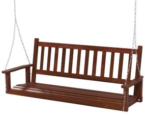 Banco de baloiço com 3 lugares 168 x 65 x 63 cm suspenso de madeira de choupo para jardim, Correntes ajustáveis Castanho