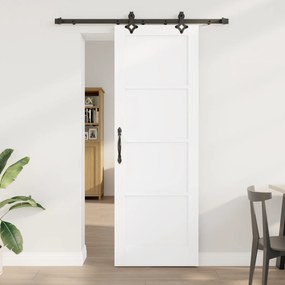 Porta Deslizante vidaXL com Conjunto de Ferragens 'ORKDAL'Madeira Sólida Branca de Pinho
