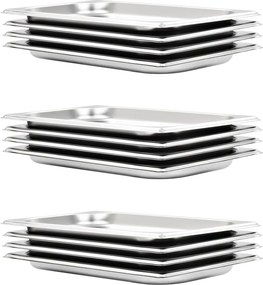 vidaXL Recipientes gastronorm 12 pcs GN 1/3 20 mm aço inoxidável