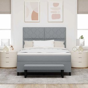 Cama Box Spring com Colchão e Banco Cinza Claro 160x200 cm Tecido