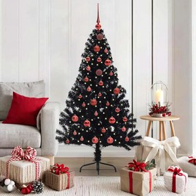 vidaXL Árvore de Natal Artificial Pré-iluminada Preto 150 cm PVC