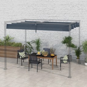 Cobertura para Pérgola Retrátil 286x245 cm Teto de Substituição para Pérgola com Proteção UV30+ para Pérgola de 3x2 cm Cinza