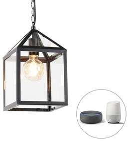 LED Candeeiro suspenso inteligente preto IP23 incl. Wifi G95 - Amsterdam Rústico ,Moderno