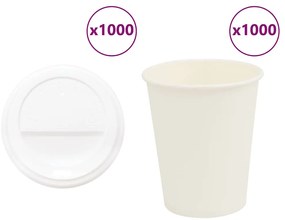 vidaXL Copos de café de papel com tampas 1000 pcs 8oz 200ml