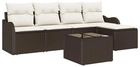 Conjunto de Sofá de Jardim de 5 Peças com Almofadas Cinza Rattan Polié