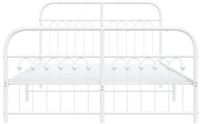 Estrutura de cama com cabeceira e pés 140x190 cm metal branco