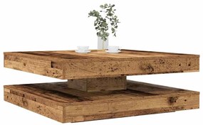 vidaXL Mesa de centro rotativa a 360 graus 90x90x34,5 cm madeira velha