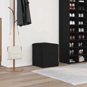 vidaXL Banco de Armazenamento Carvalho Preto 42x42x45 cm Madeira Maciça