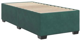 Estrutura de cama sem colchão 100x200 cm veludo verde-escuro