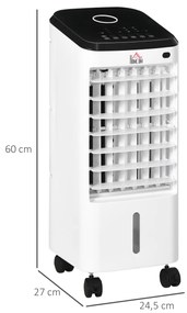 Climatizador Refrigerador de Ar Portátil 3,5 L 3 em 1 Climatizador Humidificador Ventoinha 65W Ecrã LED Controlo Remoto Temporizador Oscilação 3 Veloc