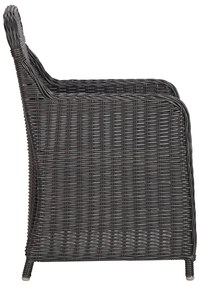 3 pcs conjunto bistrô de jardim com almofadões vime PE preto
