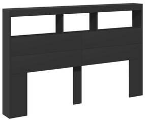 Armário de cabeceira com luzes LED 160x17x102 cm preto