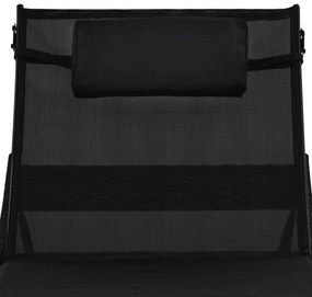 Espreguiçadeira com almofada vime PE preto