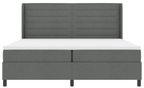 Cama Box com Colchão &amp; LED Cinza Escuro 200x200 cm Tecido