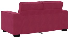 Sofá de 2 lugares veludo 120 cm vermelho tinto