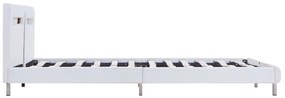 Estrutura de cama c/ LEDs 180x200 cm couro artificial branco