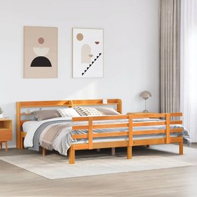 vidaXL Estrutura cama c/ cabeceira 180x200cm pinho maciço castanho-mel