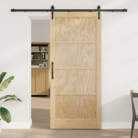 vidaXL Porta Deslizante com Conjunto de Ferragens 'ORKDAL'Madeira Maciça Pine