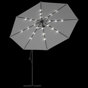 Guarda-sol cantilever c/ luzes LED e poste metal 350 cm areia