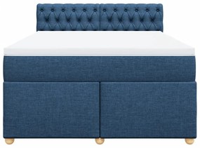Cama com molas/colchão 160x200 cm tecido azul