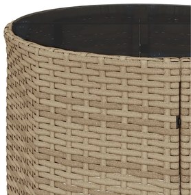 3 pcs conjunto de sofás de jardim semicircular vime PE bege