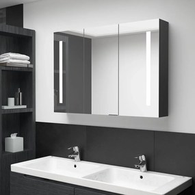 326526 vidaXL Armário espelhado casa de banho LED 89x14x62 cm preto brilhante