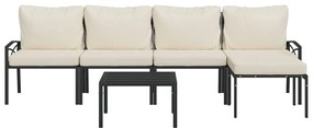 6 pcs conjunto lounge de jardim aço c/ almofadões areia