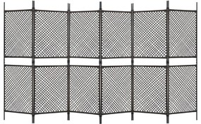 vidaXL Divisória de quarto com 6 painéis 360x200 cm vime PE castanho