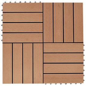 45024 vidaXL Ladrilhos de pavimento 11 pcs WPC 30x30 cm 1m² cor de teca