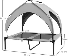 Cama para Cão e Gato, 91 x 76 x 85 cm, com Cobertura Anti-UV, Cinzenta