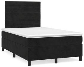 Cama box spring c/ colchão e LED 120x190 cm couro artif. preto