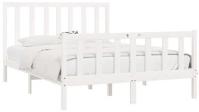 Estrutura de cama dupla pequena 120x190cm madeira maciça branco