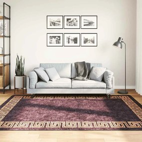 vidaXL Tapete lavável antiderrapante 160x230 cm preto e dourado