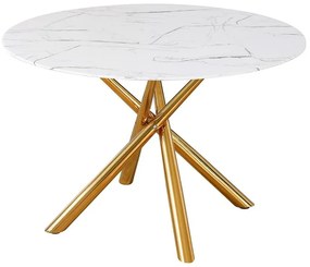 Mesa Jantar SAHARA, metal dourado, tampo vidro temperado 120 cms de diâmetro