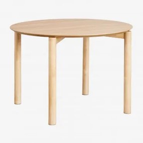 Mesa De Jantar Redonda Ø110 Cm Em Mdf Com Folha De Carvalho Munden Castanho Roble - Sklum