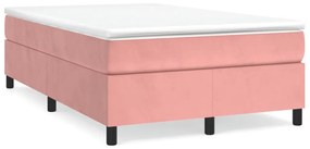 vidaXL Cama boxspring com colchão 120x190 cm veludo rosa