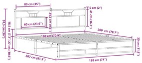 Estrutura de cama sem colchão 180x200cm metal carvalho sonoma